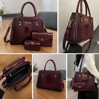 Ensemble de 3 sacs à main pour femmes de qualité supérieure, élégant motif crocodile, sac fourre-tout en cuir verni PU, sac à bandoulière brillant de luxe pour le travail