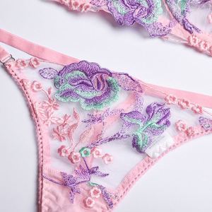 Ropa interior erótica con flor rosa para mujer, lencería Sexy con bordado para <span class=keywords><strong>chica</strong></span> <span class=keywords><strong>de</strong></span> <span class=keywords><strong>la</strong></span> escuela, promoción - Product Image 6