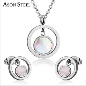 Golden Fashion Circle Colorful Shell Earrings and <b>Necklace</b> <b>Indian</b> Jewelry <b>Set</b> High Quality Stainless Steel Jewelry for Women - Product Image 5