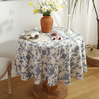 Vente en gros nappe ronde vintage en coton lin imprimé de fleurs florales couverture de table pour cuisine mariage fête maison