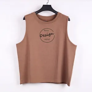 JL0802B Custom High Quality Mens Cotton Singlet Plain Brown Tank Crop Top Screen Printing Sport Tank Top Men