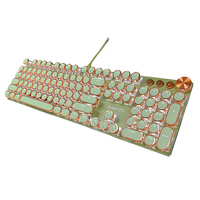 Keyboard Gaming Mekanik Retro Baru LED RGB Punk Keycaps Nirkabel 2.4Ghz USB Type-C Baterai Internal Profesional