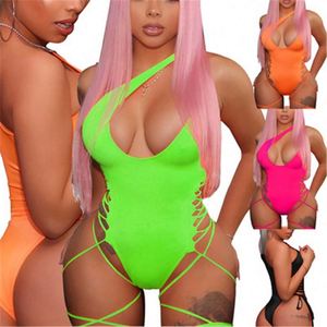 Maillots de bain pour femmes Maillot de bain néon à jarretelles latérales Maillot de bain <span class=keywords><strong>Tanga</strong></span> Maillot de bain pour femmes Bather One Piece Monokini Bikinis S0047-01 - Product Image 4