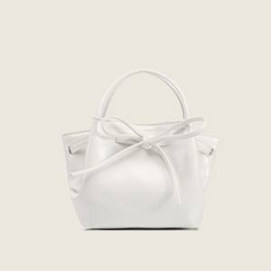 Sac fourre-tout décontracté zippé pour femme, printemps-été, imperméable, doublure PU, avec nœud et bandoulière, sac panier de style niche - Product Image 4