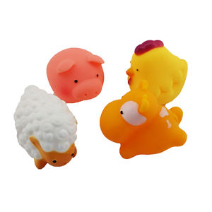 4個のホットセール動物豚羊鶏カバ噴出天然柔らかいゴム風呂子供のための赤ちゃんのおもちゃ - Product Image 2