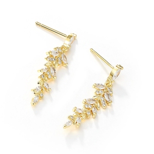 Versátiles pendientes de moda famosos de Internet con diseño de hoja de borla larga temperamento circón oreja de <span class=keywords><strong>trigo</strong></span> y nicho estilo versátil - Product Image 2