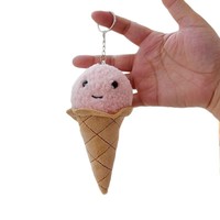 Jouet en peluche mignon en forme de cornet de glace, pendentif en peluche en forme de cornet de glace pour machine à grue, jouet en peluche personnalisé, mini porte-clés