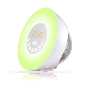 Réveil intelligent avec lumière naturelle, horloge LED multifonctionnelle, lumière d'ambiance, lumière de sommeil, simule le lever et le coucher du soleil, commande tactile, circulaire - Product Image 2