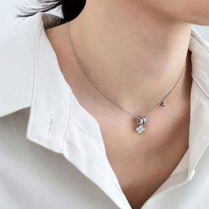 Dylam Dainty Design 925 <b>Silver</b> Rhodium 18K Gold Plated Link Chain 5A Zirconia Four <b>Leaf</b> Clover Twisted Circle Pendant <b>Necklaces</b> - Product Image 3