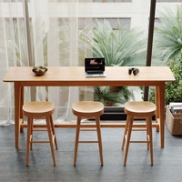 Ensemble de table et chaises de bar en bois massif personnalisable, design moderne pour balcon et utilisation murale, forme longue et étroite