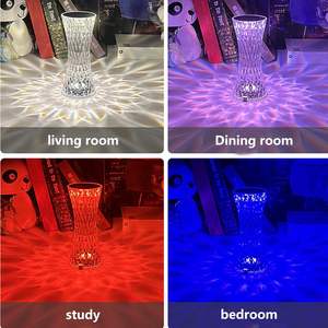 Lampe tactile LED RVB à 16 couleurs changeantes en cristal rose, USB, pour table de chevet romantique, chambre et salon - Vente en gros - Product Image 2