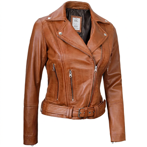 Chaqueta de Cuero para Mujer, Transpirable, de Alta Calidad, Estilo Moderno, Nuevo Modelo, Informal, con Cremallera - Product Image 1
