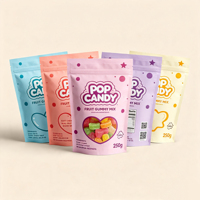 Sachet Doypack Personnalisé avec Logo Imprimé pour Bonbons, Fenêtre Transparente et Fermeture Zip Refermable – Emballage Sucré