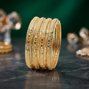 Brazaletes de Latón Chapados en Oro al por Mayor, Brazaletes de Moda de Lujo con Acabado en Oro para Bodas, Joyería de Brazaletes con Diseño Tradicional - Product Image 2