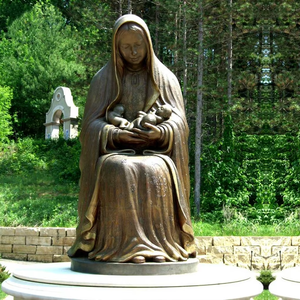 Estatua de Bronce de la Virgen María y el Niño Jesús, Artesanía Metálica Cristiana, Figura Decorativa de la Iglesia, Escultura de Santo - Product Image 4