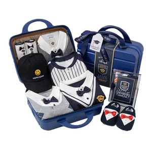 Set Regalo per Neonati Stile College, Multi-pezzo, in Cotone Morbido Spazzolato, Completo Bicolore Blu per Primavera e Autunno - Product Image 2