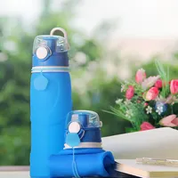Groothandel Bpa Gratis Opvouwbare 1L Drinkwater Fles Opvouwbare Herbruikbare Gym Outdoor Reizen Sport Silicone Water Fles