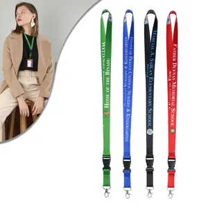 Groothandel Custom Sublimatie Afdrukken Id Kaart Polyester Lanyard Hals Sleutelhanger Lanyards Met Logo Custom