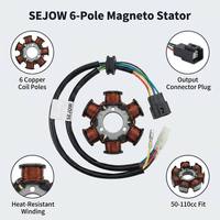 SEJOW 6-Pole Magneto Stator ATV Pit Bike 50 70 90 110cc Gulungan Kumparan Tembaga Tahan Panas Pengganti OEM