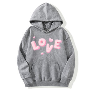 Sweat-shirt à capuche en tricot ample pour homme et femme, printemps, ODM, manches longues, imprimé amour, chaud - Product Image 2