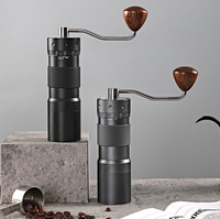 Moulin à café manuel avec fraise en acier inoxydable 7 étoiles, avec godet magnétique pour presse française, moka, expresso, gris, 25g