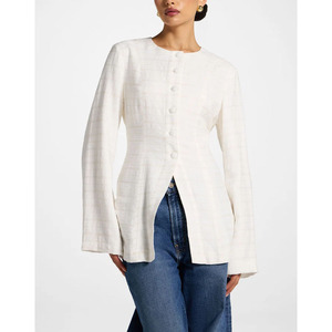 Dames premium mode Muslim rayon <span class=keywords><strong>blouse</strong></span> met kanten achterkant, casual <span class=keywords><strong>blouse</strong></span> met lange mouwen, O-hals, A-lijn, Arabische top met knoopsluiting aan de voorkant en split. - Product Image 3