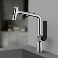 Robinet de cuisine extractible double fonction, mitigeur de lavabo de salle de bain en laiton à levier unique, eau chaude et froide, à poser sur comptoir, avec cartouche céramique