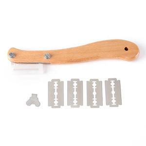 <span class=keywords><strong>Lame</strong></span> à pain en acier inoxydable, outil manche en bois de bambou, jeu de lames à pain, outil de broyage, cuisson de la pâte, couteau de marquage - Product Image 4