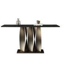 Table d'entrée de luxe pour hôtel, table console décorative de luxe pour salon, table d'entrée minimaliste en pierre frittée pour la maison