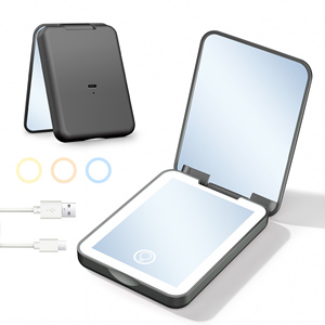 Chất lượng cao bán buôn ba màu cảm ứng ánh sáng cảm biến <span class=keywords><strong>Led</strong></span> Vuông Túi du lịch trang điểm gương với đèn <span class=keywords><strong>LED</strong></span> - Product Image 2