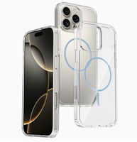 Coque de téléphone magnétique transparente pour iPhone 15 16 17 Pro Max avec anneau arc-en-ciel, fine et protectrice