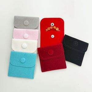 กระเป๋าผ้ากำมะหยี่ขนาดเล็ก 10x10 ซม. แบบรีไซเคิลและนำกลับมาใช้ใหม่ได้ พร้อมกระดุมแป๊ก สำหรับใส่สร้อยคอ สร้อยข้อมือ ต่างหู นาฬิกา แหวน - Product Image 1
