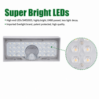Lampe murale solaire 6W 900 lumens 150lm/W IP65 avec détecteur de mouvement PIR pour jardin, clôture, terrasse, décoration