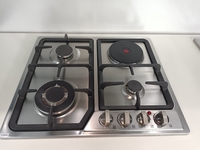 Cuisinière encastrable professionnelle à gaz 4 brûleurs en acier inoxydable et fonte émaillée avec protection anti-extinction de flamme