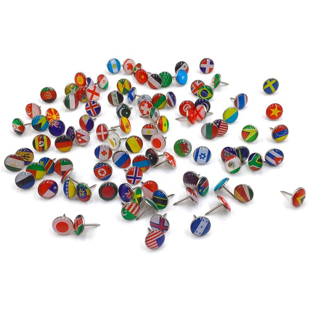 Переходник с эпоксидной вставкой с изображением флага страны мира и национального флага, кнопочный штифт 100-194 шт./компл.