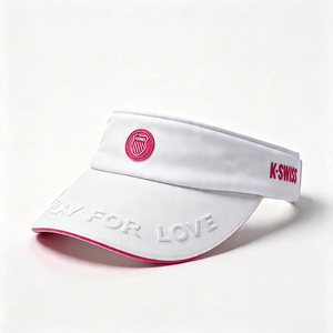 White Sports Sun Visor with Pink Trim-UPF50+ Quick Dry Tennis/Golf Visor <b>Hat</b> for Unisex Fashion Custom Logo Option - Product Image 2