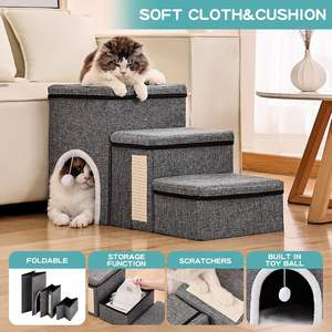 Moderne design honden trap, huisdier trap, opbergkast voor kleine honden en oudere katten, 3-traps - Product Image 2