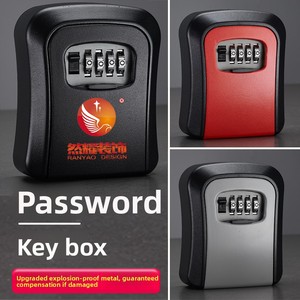 <span class=keywords><strong>Boîte</strong></span> <span class=keywords><strong>à</strong></span> <span class=keywords><strong>clés</strong></span> murale en alliage d'aluminium laminé, décorative, avec serrure <span class=keywords><strong>à</strong></span> code, antivol, sans perçage, pour chantier, gîte et maison. - Product Image 2