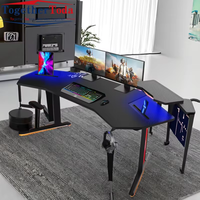 Bureau de jeu ergonomique multifonctionnel moderne avec cadre en acier robuste, hauteur réglable RGB, texture en fibre de carbone pour les professionnels