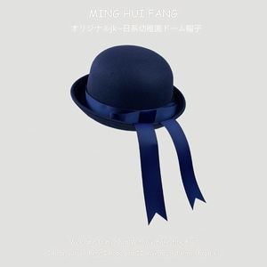 Japanese Style School Uniform Hat Bow Dome Woolen Hat For Children Spring Autumn Female Ivy Hats - Product Image 3