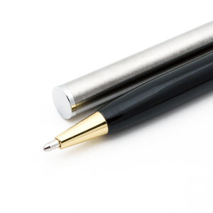 Bolígrafo de Acero Inoxidable con Tinta Negra y Detalles en Dorado, Ideal para Regalo - Product Image 3