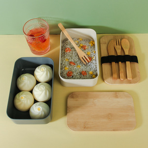 Bamboo Cutlery <b>Set</b> Reusable Wooden Knife Fork Spoon Portable Outdoor <b>Lunch</b> Box Student Tableware 800-1000ml - Product Image 2