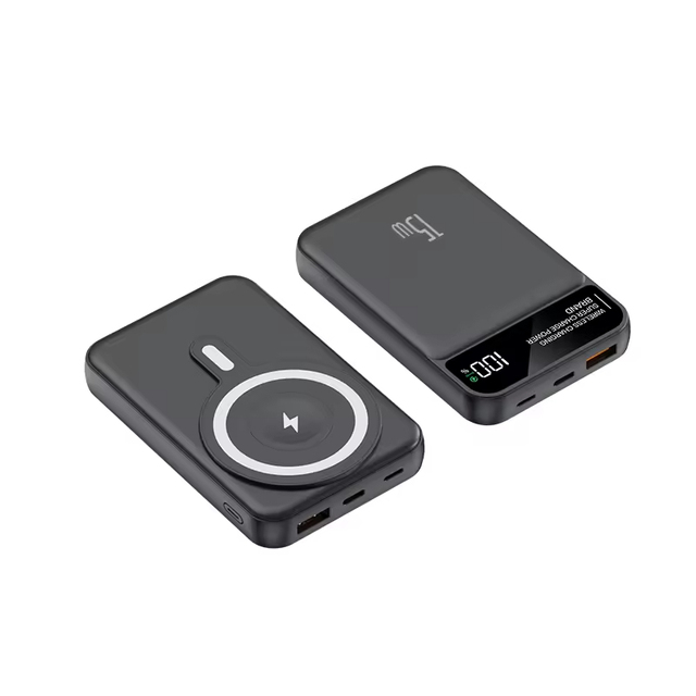 2026 New Arrival Magnetic Ultra Slim Fast Charging Portable Power Bank with Wireless Charger LED Display PD20W 10000mAh