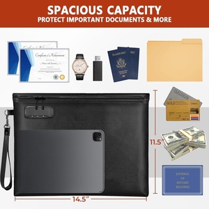 Bolsa de almacenamiento de seguridad con cierre de cremallera, bolsa impermeable para documentos ignífugos, organizador para gestión de <span class=keywords><strong>archivos</strong></span> de pasaporte en efectivo - Product Image 5