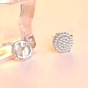 Pendientes de Diamantes de Oro Blanco, Corte Brillante Redondo, Color G, Diamantes Naturales, Estilo Clásico, Joyería de Plata para Uso Diario de Mujer - Product Image 4