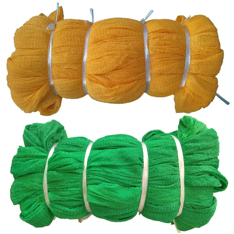 Venda de redes de Emalhar Rede De Pesca De Nylon de cor China Alta Resistência Verde Amarelo 12PLY Banho de Operações de Pesca Rede de Pesca De Nylon de 100% 3/8"