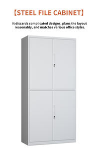 خزانة ملفات حديثة مع بابين زجاجيين وبابين فولاذيين، أرفف قابلة للتعديل وقابلة للقفل، هيكل مطلي بالبودرة شديد التحمل - Product Image 4