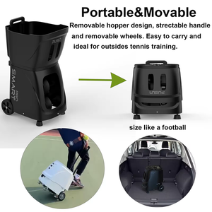 آلة تدريب التنس الصغيرة PUSUN الأكثر مبيعًا، ذراع قابل للفصل، قابلة للطي، تحكم عن بعد عبر التطبيق، حمولة قصوى 80 كجم، متعددة الدورانات - Product Image 5