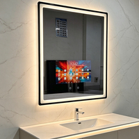 Televisor Inteligente para Baño, Pantalla Táctil Completa Impermeable, Espejo Inteligente para Gimnasio y Hotel, Control por Voz Android