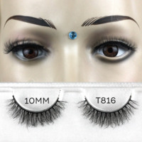 Cils artificiels en fourrure synthétique T816 Private Label, faits à la main, effet vison, soyeux et naturels, avec logo et boîte personnalisés